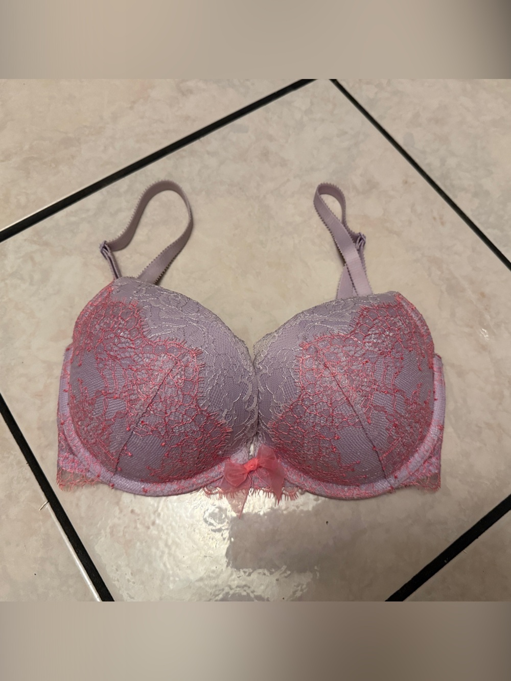 Victoria's Secret Lavender and Pink Lace Push-Up Bra